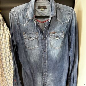 Diesel Blue Casual Button Down Shirt